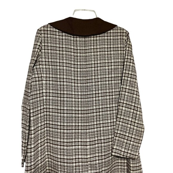 Vintage Women's Coat Double Breasted Plaid Brown Cream Size L - Picture 6 of 8